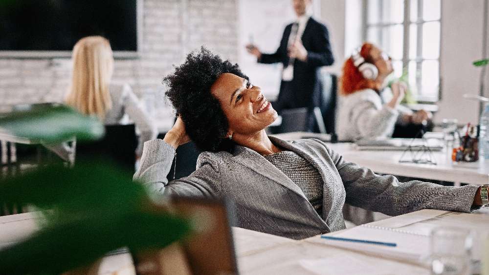 african american woman relaxing at her marketing job