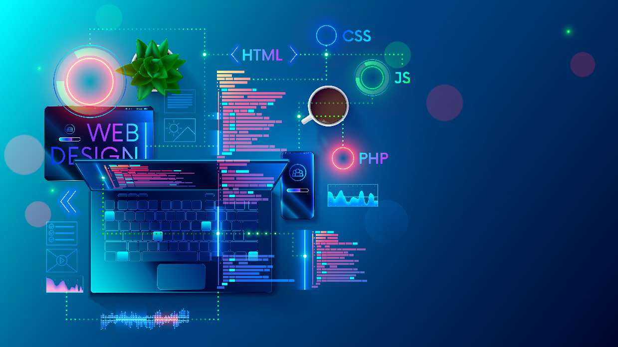 top-down image of devices representing optimizing web design and content