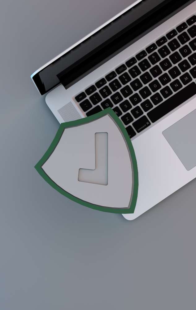 top down view of a laptop and shield with a check about the benefits of https over