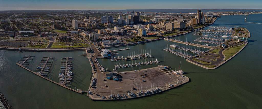 aerial photo of corpus christi, texas for digital marketing article