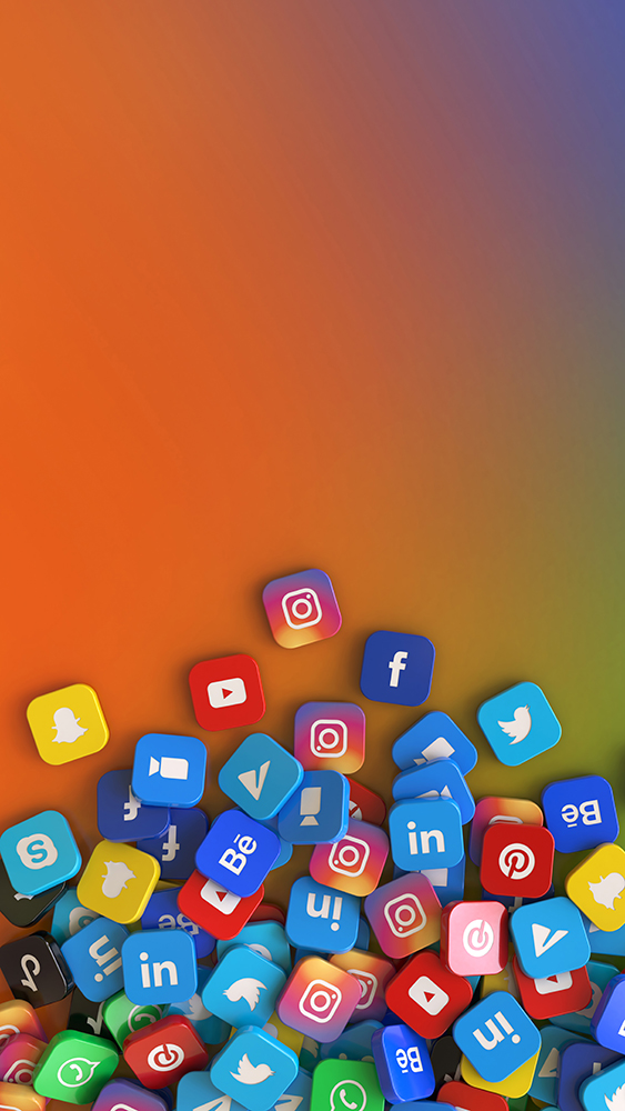 3d rendering of social media icons in a pile relating to article about social media agencies