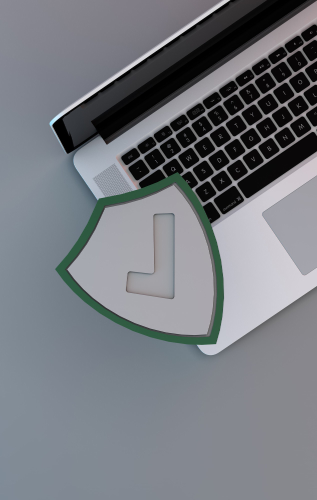 top down view of a laptop and shield with a check about the benefits of https over http