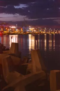 night image of a marine industrial complex for digital marketing for corpus christi construction companies