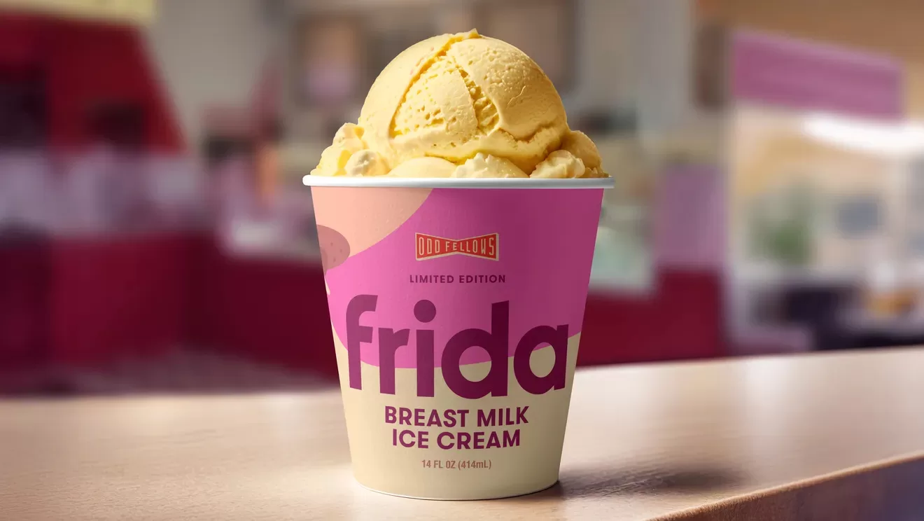 image of a pint of oddfellow frida breast milk ice cream